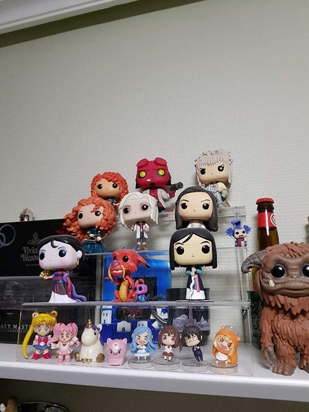 Combination of Life 3 Steps Acrylic Riser Display Stand Shelf for Amiibo Funko Pops Figures Clear 9 inches W by 6.25 inches D