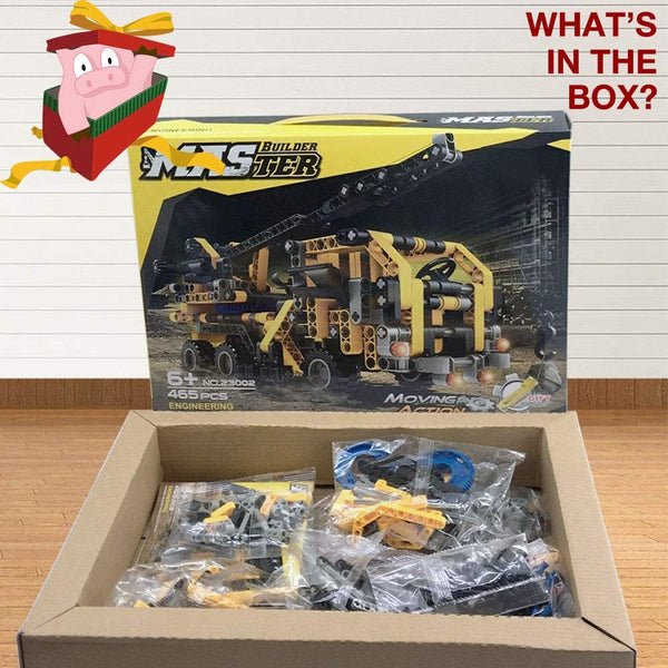 Crane Truck Building Kit - Educational Learning STEM Building Blocks Toys ， Engineering Construction Set for Boys & Girls