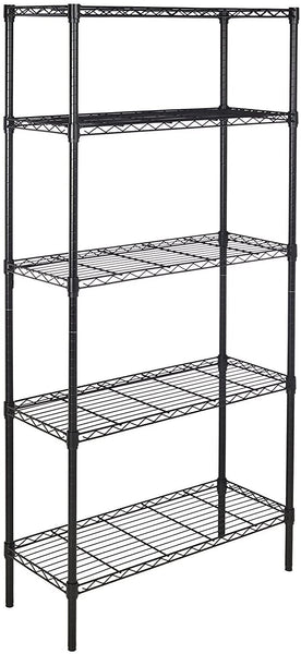 5-Shelf Adjustable, Heavy Duty Storage Shelving Unit (350 lbs loading capacity per shelf), Steel Organizer Wire Rack, Black,(36L x 14W x 72H)