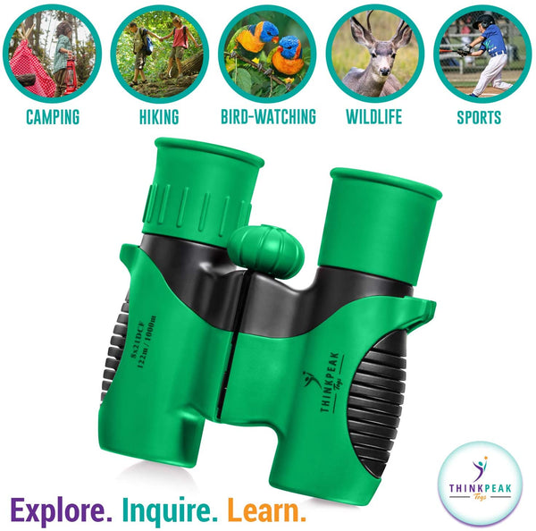 Think Peak Toys Binoculars for Kids, Toy for Sports and Outdoor Play, Spy Gear and Learning Gifts for Boys & Girls, Green