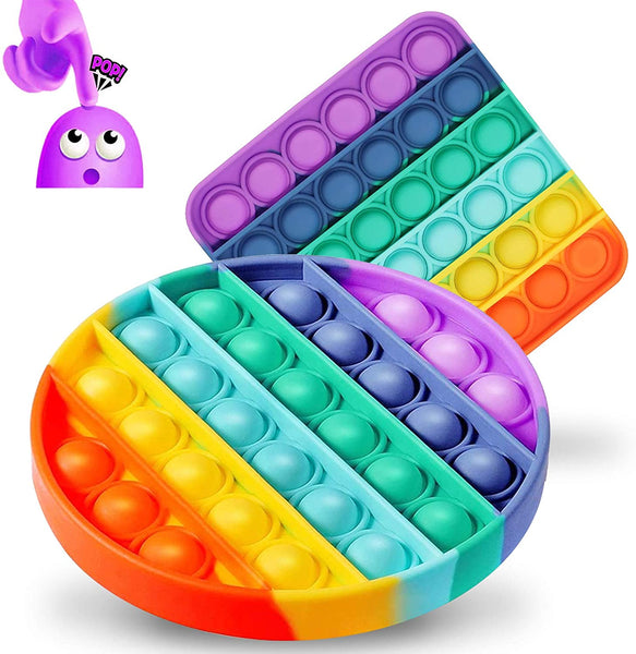 Toys Set of 2 Push Pop Bubble Fidget Sensory Toys Fidget Pack Stress Reliever Toys Fidget Toy Squeeze Sensory Toy for Kids with ADD, ADHD or Autism
