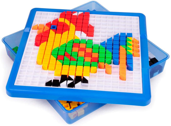 Pegture Set with 505 Larger Pieces + 12 Design Cards. Mosaic Puzzle Toy Set, Creative Skills Development, Educational Learning Toys for Kid.