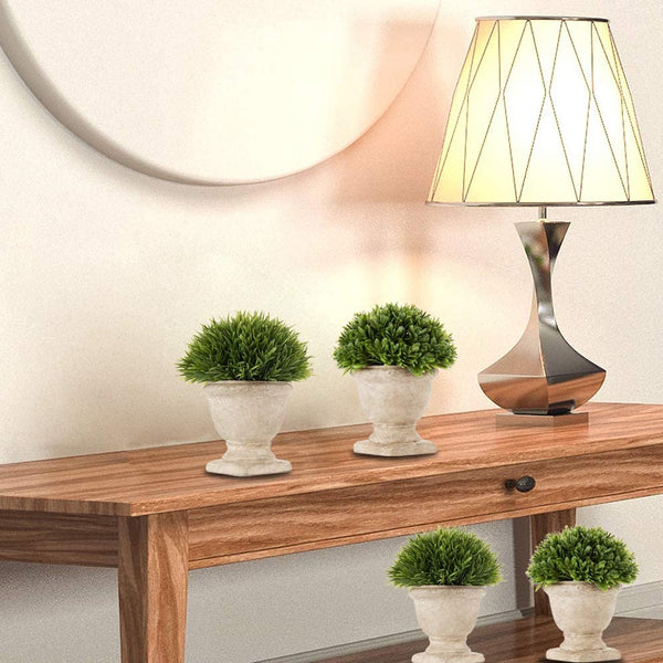 Fake Plants, Small Artificial Potted Plants Faux Plastic Greenery Topiary Shrubs Plant Trophy Pot Decoration for Home Office Room Desk Shelf Bathroom House Decor