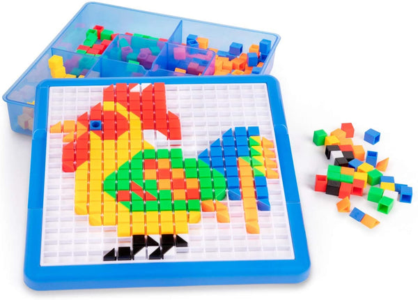 Pegture Set with 505 Larger Pieces + 12 Design Cards. Mosaic Puzzle Toy Set, Creative Skills Development, Educational Learning Toys for Kid.