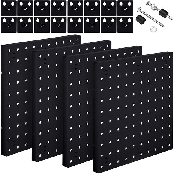 4 Pieces Pegboard Wall Mount Display Pegboard Wall Panel Kits Pegboard Organizer Accessories, 2 Installation Methods, No Damage to The Wall for Garage Kitchen Bathroom Office