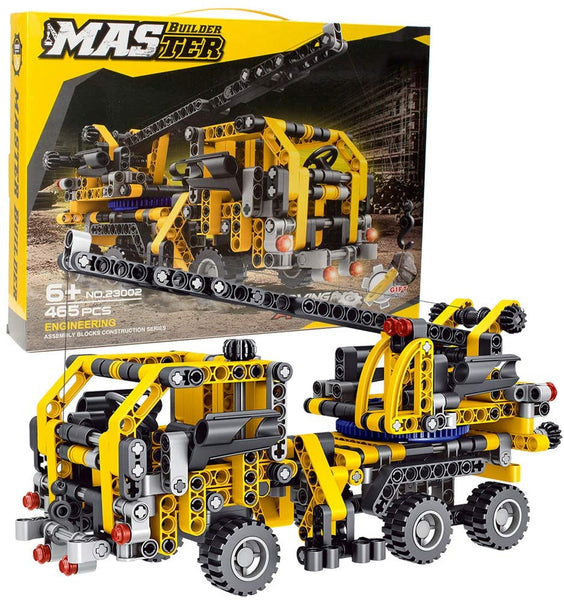 Crane Truck Building Kit - Educational Learning STEM Building Blocks Toys ， Engineering Construction Set for Boys & Girls