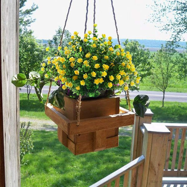 6 Bundles Artificial Flowers Outdoor Fake Flowers for Decoration UV Resistant No Fade Faux Plastic Plants Garden Porch Window Box Décor (Yellow)