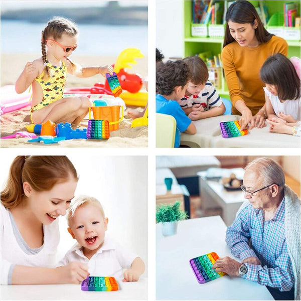 Toys Set of 2 Push Pop Bubble Fidget Sensory Toys Fidget Pack Stress Reliever Toys Fidget Toy Squeeze Sensory Toy for Kids with ADD, ADHD or Autism