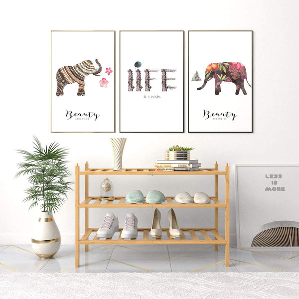 BAMFOX 3-Tier Shoe Rack,Bamboo Stackable Shoe shelf Storage Organizer For Entryway, Hallway, and Closet