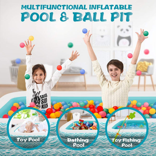 Family Inflatable Swimming Pool, 118" X 72" X 22" Full-Sized Inflatable Lounge Pool for Kids, Adult, Outdoor, Garden, Backyard Summer Water Party