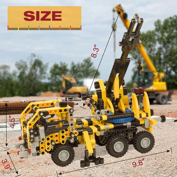 Crane Truck Building Kit - Educational Learning STEM Building Blocks Toys ， Engineering Construction Set for Boys & Girls
