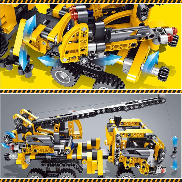 Crane Truck Building Kit - Educational Learning STEM Building Blocks Toys ， Engineering Construction Set for Boys & Girls