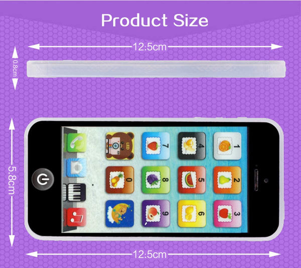 Child's Interactive My First Own Cell Phone - Play to learn, touch screen with 8 functions and dazzling LED lights