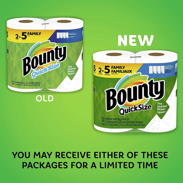 Bounty Quick-Size Paper Towels, White, 16 Family Rolls = 40 Regular Rolls (Packaging May Vary)