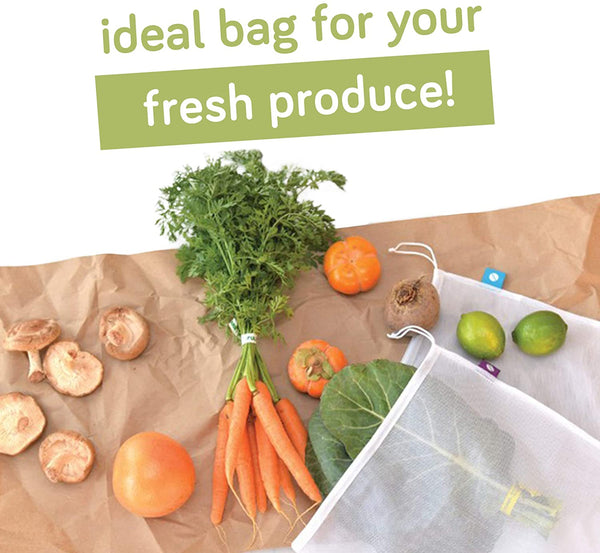 Reusable Produce Bags, Washable Mesh Bags for Fruits and Vegetables, Set of 5 - Flip and Tumble