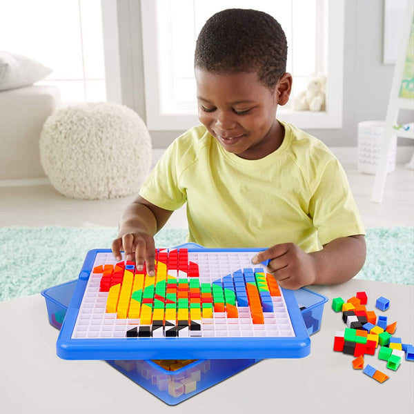 Pegture Set with 505 Larger Pieces + 12 Design Cards. Mosaic Puzzle Toy Set, Creative Skills Development, Educational Learning Toys for Kid.