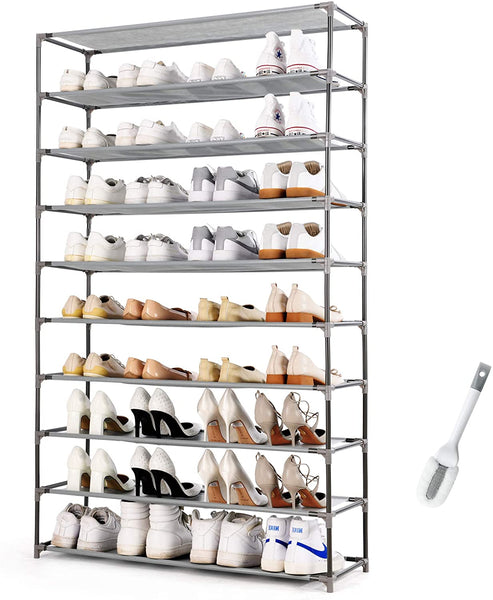 HODYANN 10-Tier Shoe Rack, Non-woven Fabric Storage Organizer, 50 Pairs Space-saving Shoe Tower