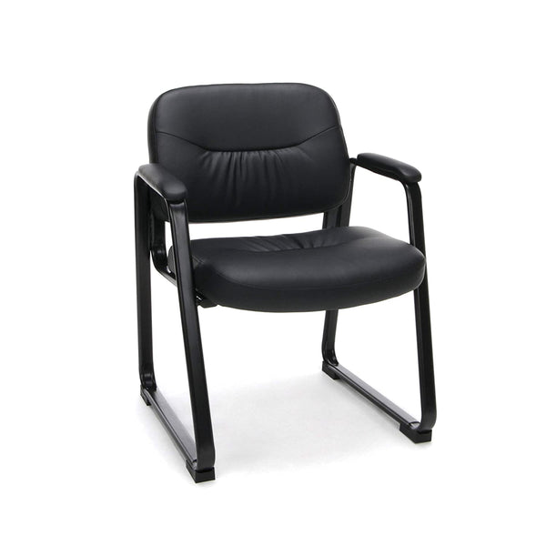 OFM ESS Collection Bonded Leather Executive Side Chair with Sled Base, in Black (ESS-9015)