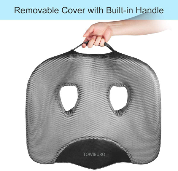 TOWIBURO Seat Cushion,100% Memory Foam and Washable Cover,for Office Chair,Car Seat and Wheelchair,Tailbone & Sciatica & Back Pain Relief