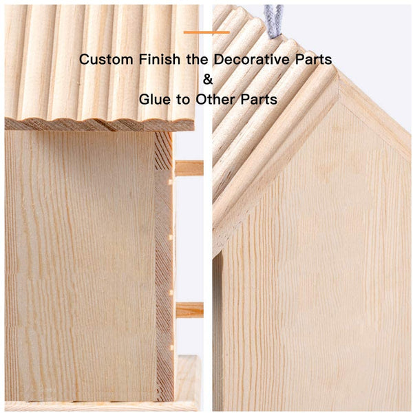 XUOHEAD Solid Wood Aviary, Weatherproof Cedar Bird House Outdoor Decor with 2 Openings, 2 Perches for Outside Bluebird, Finch, Wren, Chickadee, Wild Birds