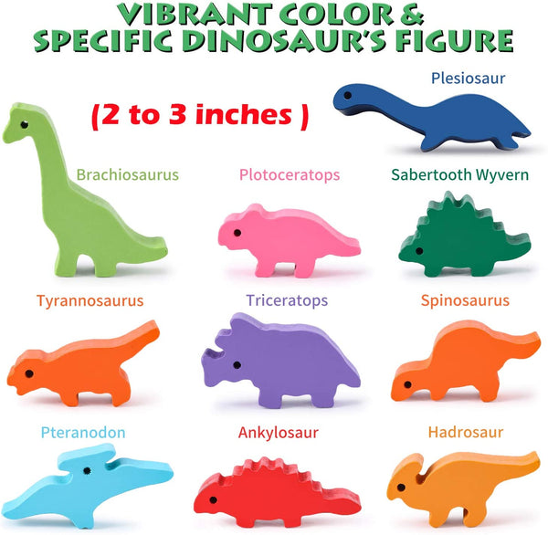 Wooden Blocks Stacking Toy for Boys and Girls, Dinosaur Balance Toys , Best Christmas and Birthday Gifts for Children (Storage Bag Included)