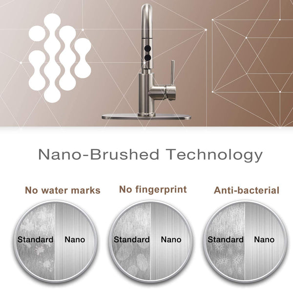 Kitchen Faucet with Pull Down Magnetic Docking Sprayer Brushed Nickel,Stainless Steel Kitchen Sink Faucet with Pull Out Sprayer Single Handle with Deck Plate