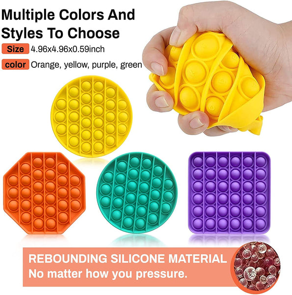 Bubble Sensory Fidget Toy 4Pack, Autism Special Needs Stress Reliever Silicone Stress Reliever Toys Squeeze Decompression Toy Anxiety Relief Tool for Kids Adults Relax