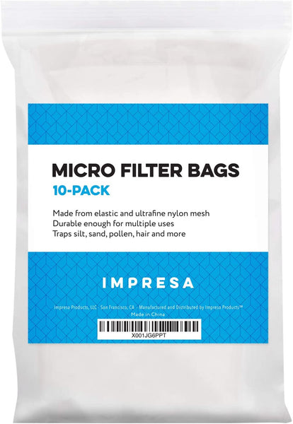 Impresa Products 10-Pack Micro Filter Bags/Micro-Filter Bags - Compatible with Water Tech Catfish, Max CG, Aqua Broom and Other Pool Blasters