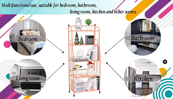 EXQ 5-Layer Metal Iron Sheet with Strong Load-Bearing Multi-Function Storage and Storage Rack Matte Orange (21.85Lx11.41Wx52.75H)