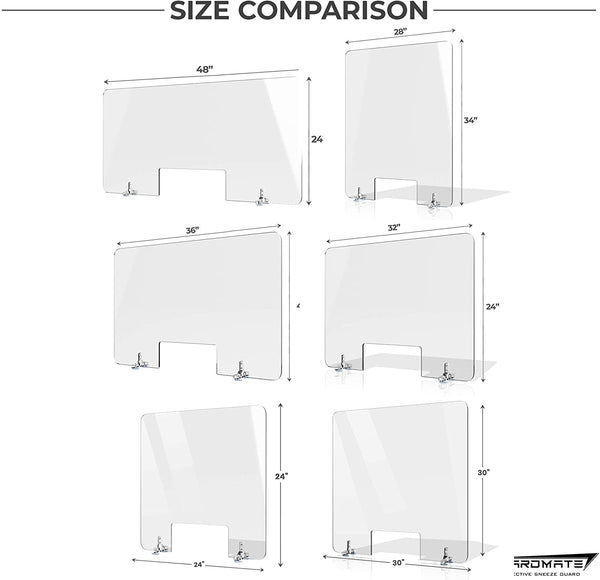 GuardMate Plexiglass L-Shape Sneeze Guard for Desk Acrylic Divider Portable Plastic Barrier Plexiglass Shield For Desk Cashier Checkout Counter (1, 28X34)