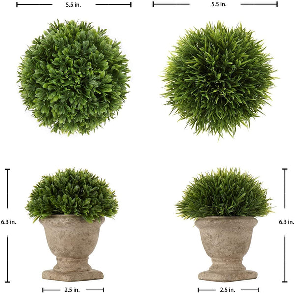 Fake Plants, Small Artificial Potted Plants Faux Plastic Greenery Topiary Shrubs Plant Trophy Pot Decoration for Home Office Room Desk Shelf Bathroom House Decor