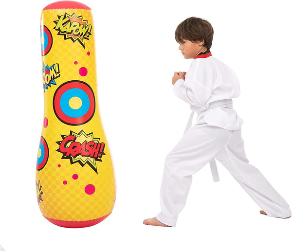 Inflatable Bopper, 47 Inches Kids Punching Bag with Bounce-Back Action, Inflatable Punching Bag for Kids Gift (Single Pack, Double Sided)