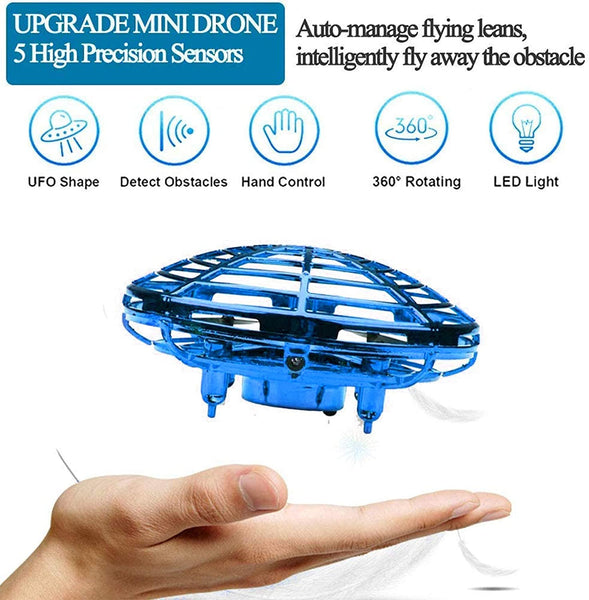 2 Pack Mini Drone for Kids Beginner Hand Controlled,UFO Flying Ball Toys with 360° Rotating and LED Lights, Favors Indoor Outdoor