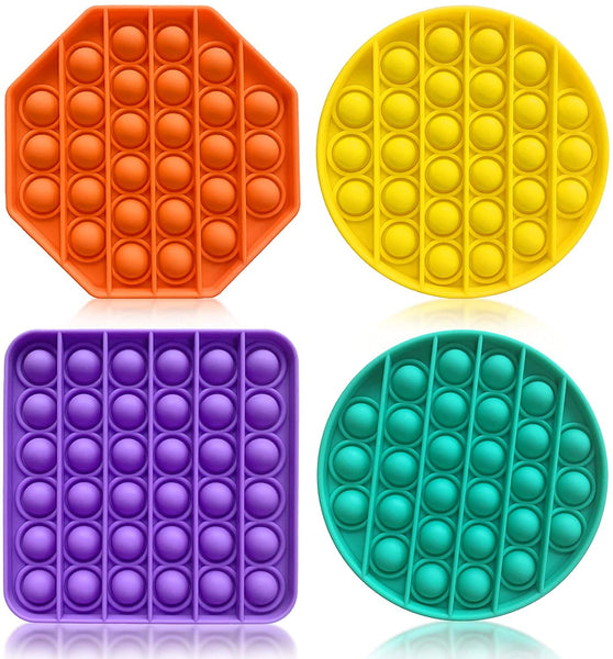 Bubble Sensory Fidget Toy 4Pack, Autism Special Needs Stress Reliever Silicone Stress Reliever Toys Squeeze Decompression Toy Anxiety Relief Tool for Kids Adults Relax