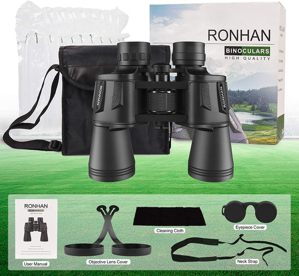 20x50 High Power Military Binoculars, Compact HD Professional/Daily Waterproof Binoculars Telescope -BAK4 Prism FMC Lens-with Case and Strap (20X50)