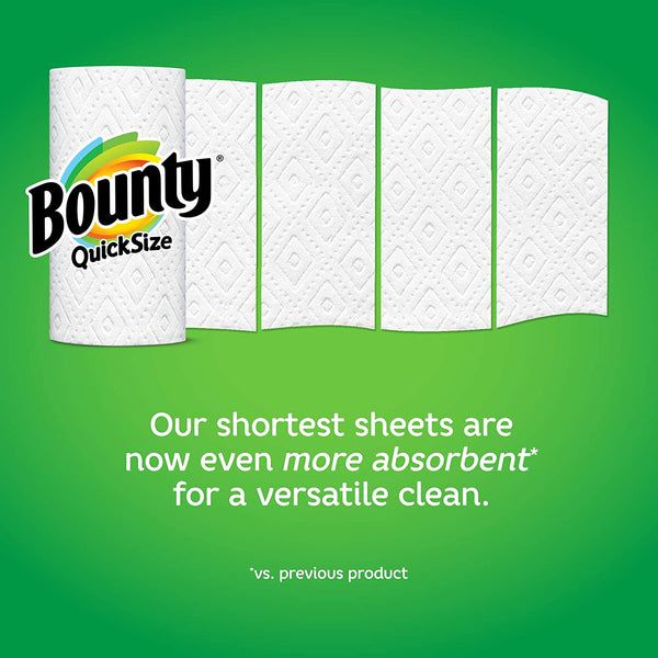 Bounty Quick-Size Paper Towels, White, 16 Family Rolls = 40 Regular Rolls (Packaging May Vary)