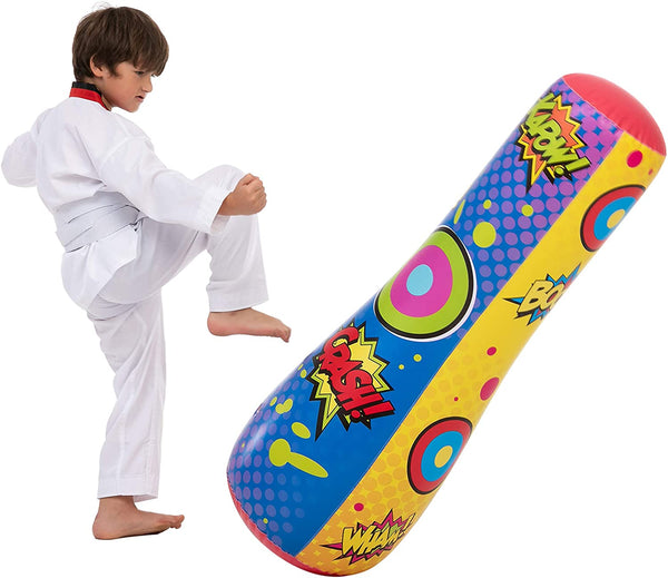 Inflatable Bopper, 47 Inches Kids Punching Bag with Bounce-Back Action, Inflatable Punching Bag for Kids Gift (Single Pack, Double Sided)