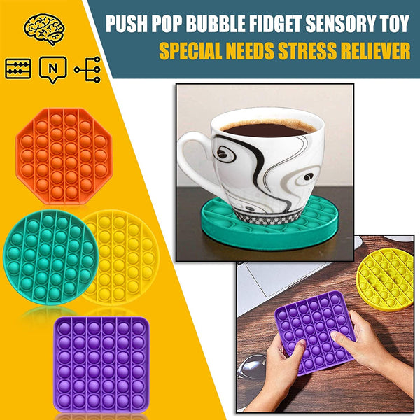 Bubble Sensory Fidget Toy 4Pack, Autism Special Needs Stress Reliever Silicone Stress Reliever Toys Squeeze Decompression Toy Anxiety Relief Tool for Kids Adults Relax