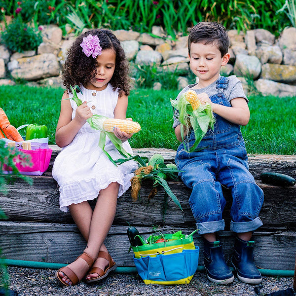 Kids Gardening Tools - Includes Sturdy Tote Bag, Watering Can, Gloves, Shovels, Rake, Stakes - Kids Garden Tool Set for Toddler Age on up.