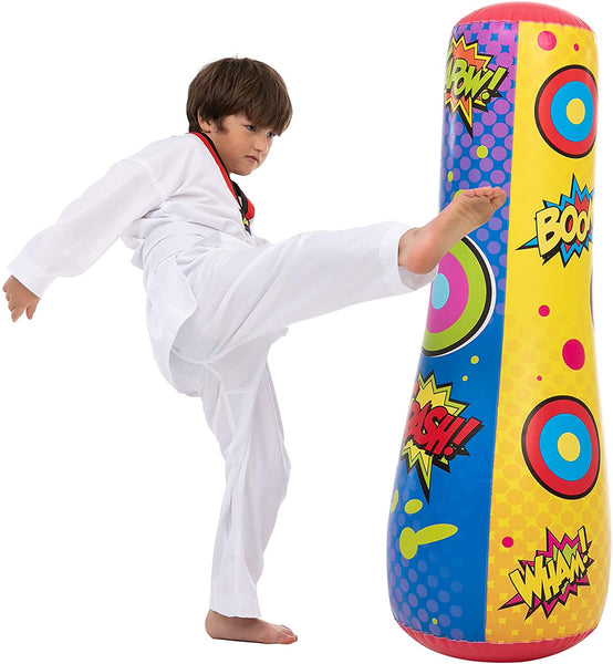 Inflatable Bopper, 47 Inches Kids Punching Bag with Bounce-Back Action, Inflatable Punching Bag for Kids Gift (Single Pack, Double Sided)