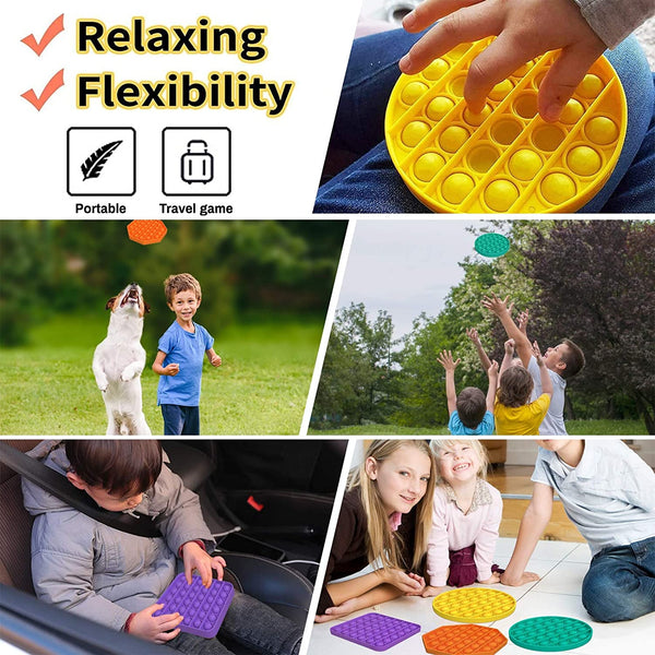 Bubble Sensory Fidget Toy 4Pack, Autism Special Needs Stress Reliever Silicone Stress Reliever Toys Squeeze Decompression Toy Anxiety Relief Tool for Kids Adults Relax