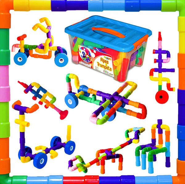 Toddlers Building Blocks STEM Toys Educational Toys for Kids Age 3-5 Pipes Building Toys Age 3 Preschool Motor Skill Learning Toys Gifts Boy