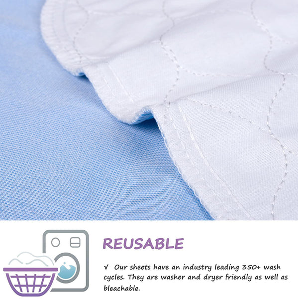 Waterproof Reusable Incontinence Bed Pads Washable Incontinence Underpads High Absorbency，28”x20”Inch Non-Slip Mattress Protector for Adults, Kids and Pets (2Pack)