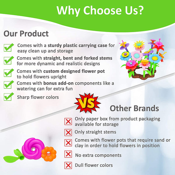 Flower Garden Building Toys – Pretend Play Child Gardening and Build a Bouquet Kid Activity Set for Toddlers and Preschool Children