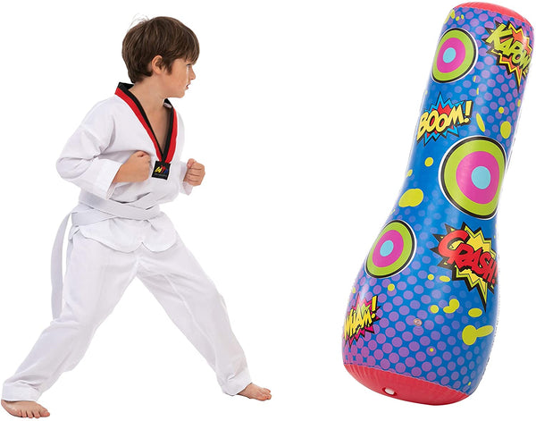 Inflatable Bopper, 47 Inches Kids Punching Bag with Bounce-Back Action, Inflatable Punching Bag for Kids Gift (Single Pack, Double Sided)