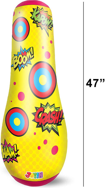 Inflatable Bopper, 47 Inches Kids Punching Bag with Bounce-Back Action, Inflatable Punching Bag for Kids Gift (Single Pack, Double Sided)