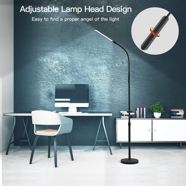 NXONE Led Floor Lamp,Modern Reading Adjustable Standing Height 4 Colors and Stepless Brightness Work Lamp for Living Room Bedroom Reading，Black