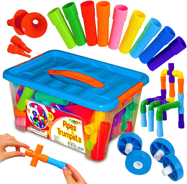Toddlers Building Blocks STEM Toys Educational Toys for Kids Age 3-5 Pipes Building Toys Age 3 Preschool Motor Skill Learning Toys Gifts Boy