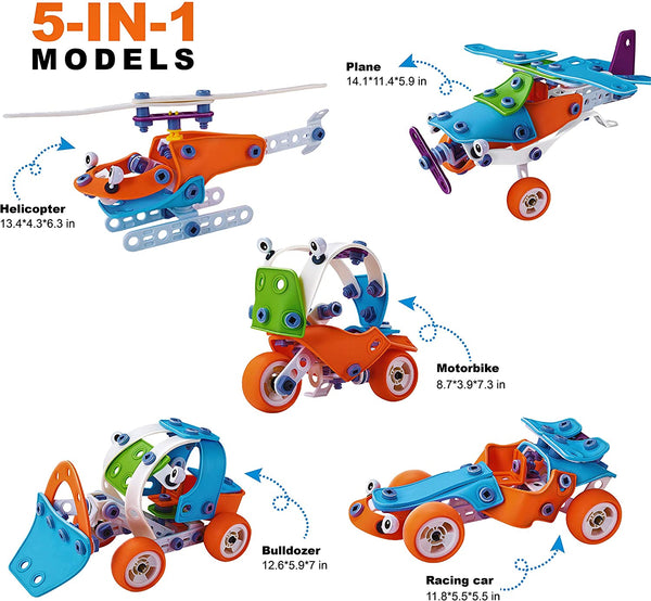 STEM Building Toys for Boy 6-8 Years Best Gift 6 7 8 9 Year Old Boy Toys Educational Stem Toys Kids Building Set Boy 5-7 Engineering Building Kit Erector Toys for Boys 8-12 Construction Learning Toys