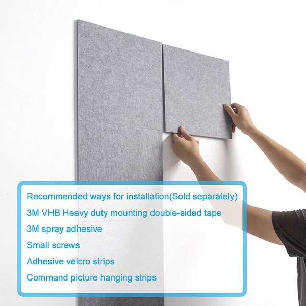 12 Pack Set Acoustic Absorption Panel, 12 X 12 X 0.4 Inches Grey Acoustic Soundproofing Insulation Panel Tiles, Acoustic Treatment Used in Home & Offices